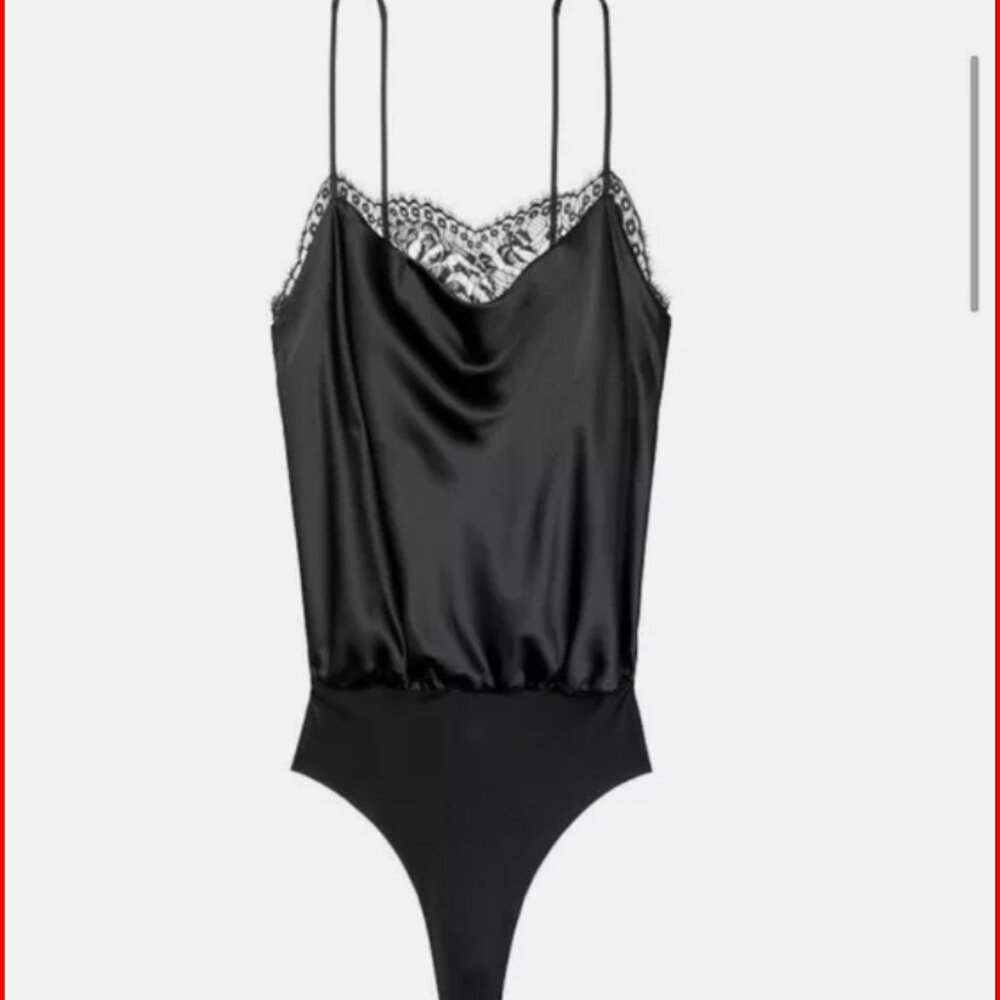 Victoria Secret Black Lace Bodysuit Size Small